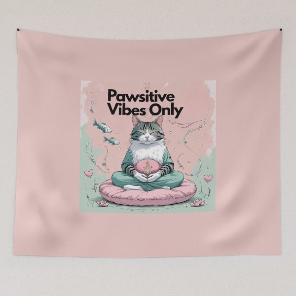 Item preview, "Pawsitive Vibes Only" Zen Cat Vibes designed and sold by Vibrant Threads.