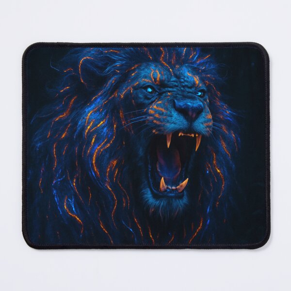 Item preview, Neon Fury Lion – Glowing Jungle Predator designed and sold by infiniterealmsX.