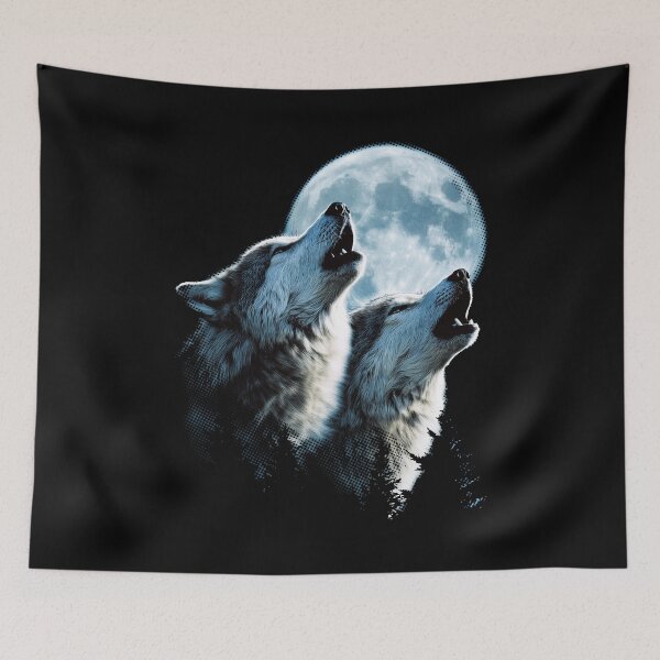 Item preview, Howling Wolves Under Full Moon - Mystical Wildlife Design designed and sold by trajeado14.