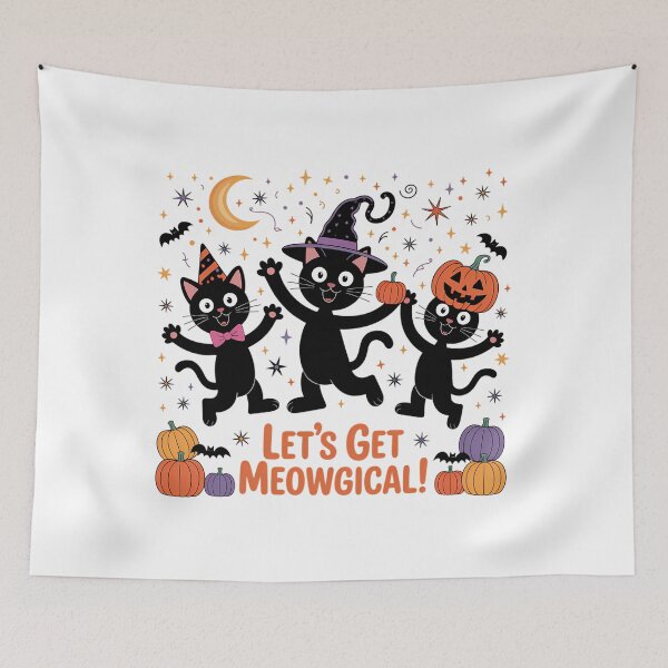 Item preview, Let's Get Meowgical, Halloween , Cat , Witch , Pumpkin designed and sold by Sunset4Bones.