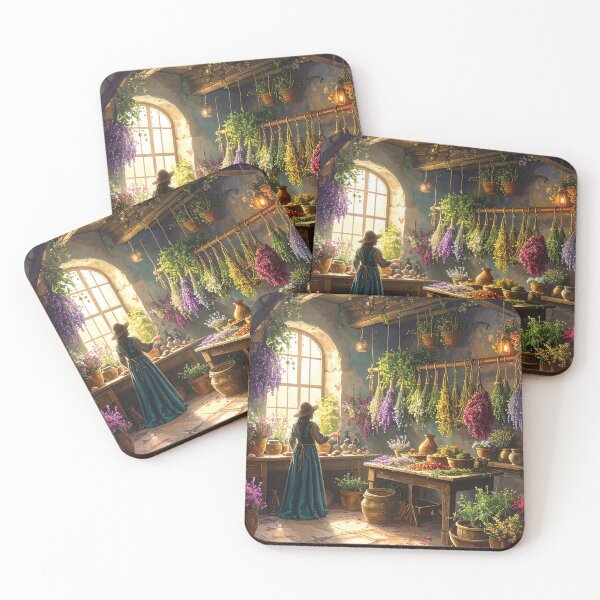 Item preview, Herbalist Hanging Herbs – Cottagecore Botanical Scene designed and sold by WildWood Digital Art.