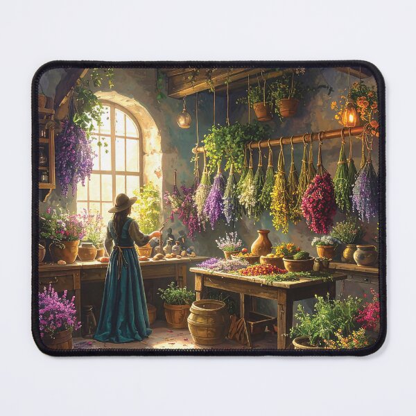 Item preview, Herbalist Hanging Herbs – Cottagecore Botanical Scene designed and sold by WildWood Digital Art.