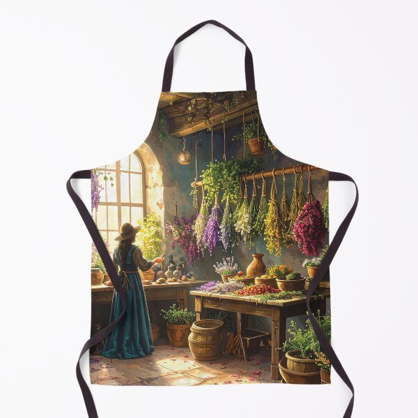 Item preview, Herbalist Hanging Herbs – Cottagecore Botanical Scene designed and sold by WildWood Digital Art.