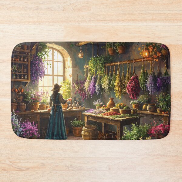 Item preview, Herbalist Hanging Herbs – Cottagecore Botanical Scene designed and sold by WildWood Digital Art.