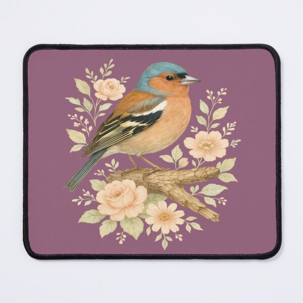 Item preview, Common Chaffinch with Blossoms in Botanical Art designed and sold by BirdsnStuff.