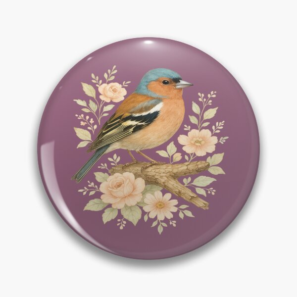 Item preview, Common Chaffinch with Blossoms in Botanical Art designed and sold by BirdsnStuff.
