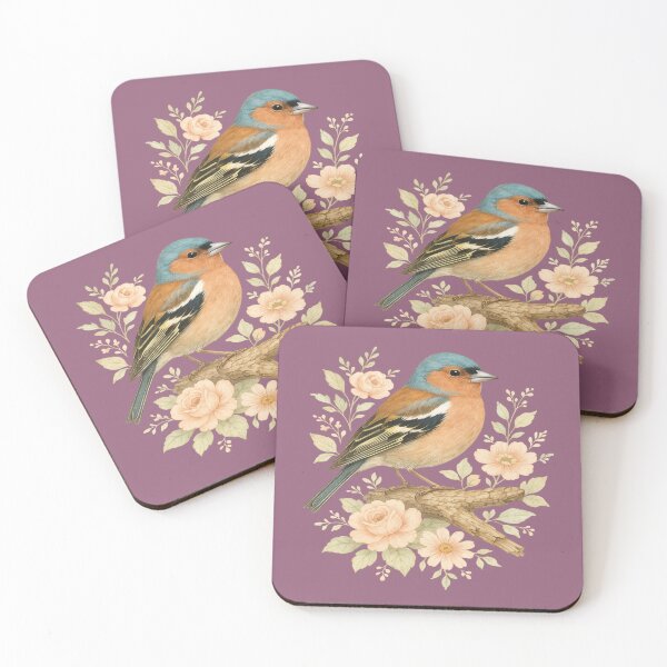 Item preview, Common Chaffinch with Blossoms in Botanical Art designed and sold by BirdsnStuff.
