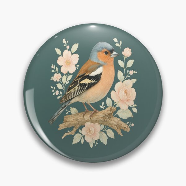 Item preview, Common Chaffinch with Blossoms in Botanical Art designed and sold by BirdsnStuff.