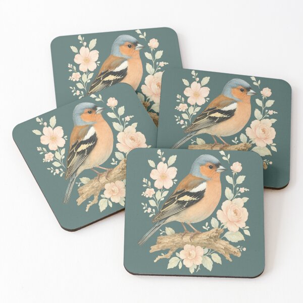 Item preview, Common Chaffinch with Blossoms in Botanical Art designed and sold by BirdsnStuff.