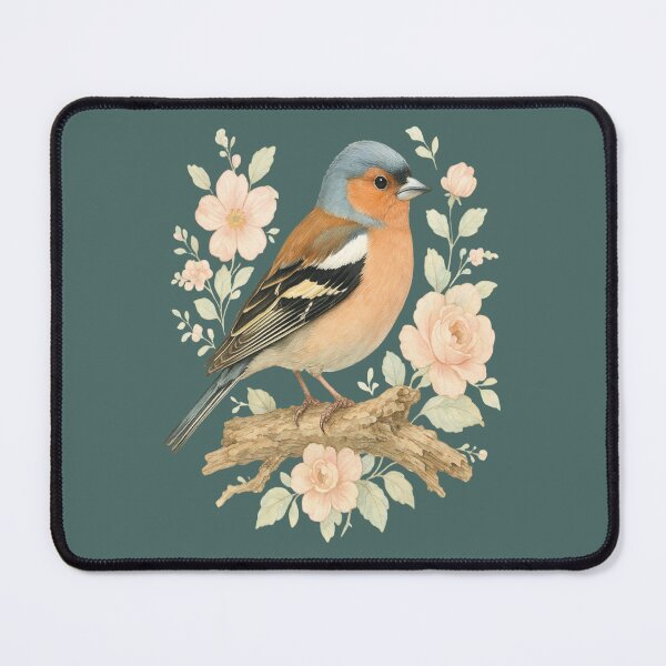 Item preview, Common Chaffinch with Blossoms in Botanical Art designed and sold by BirdsnStuff.