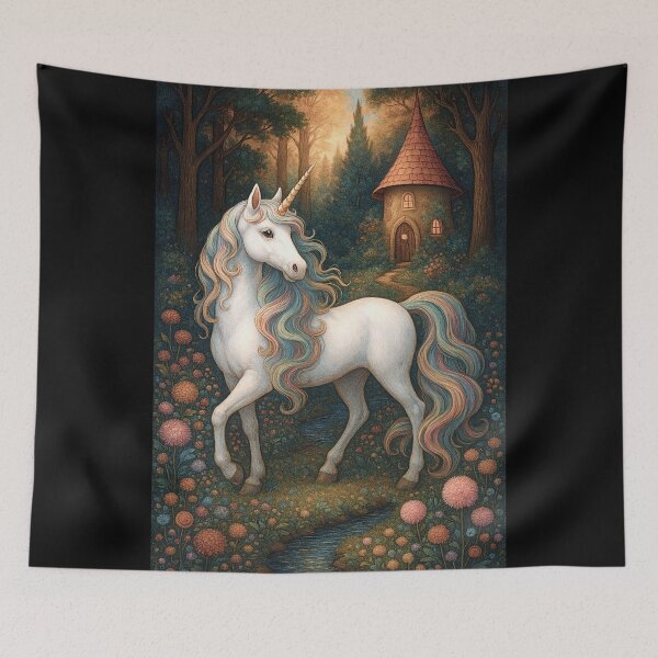 Item preview, Enchanted Unicorn in Pastel Forest designed and sold by FaerieFusion.