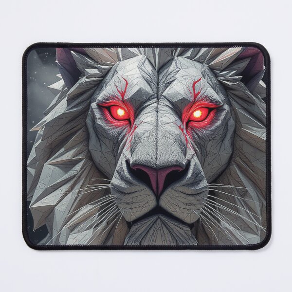 Item preview, Kirigami Lion of the Shattered Cosmos – A Geometric Guardian with Burning Eye designed and sold by infiniterealmsX.