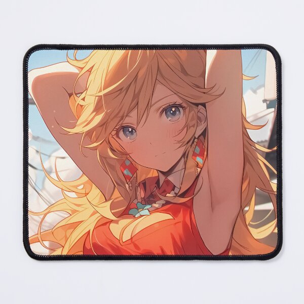 Item preview, Shinobu Oshino Bakemonogatari Blonde Anime Girl Summer Street Style Red Outfit Playful Pose Cute designed and sold by earlobejerk.