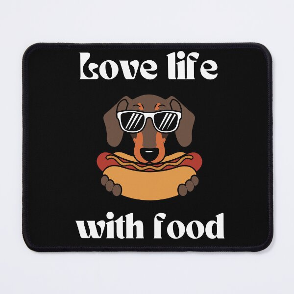 Item preview, Happy Dog with Hot Dog & Sunglasses Art | Solve Life with Food Quote | Funny Animal Illustration designed and sold by TialCorner.