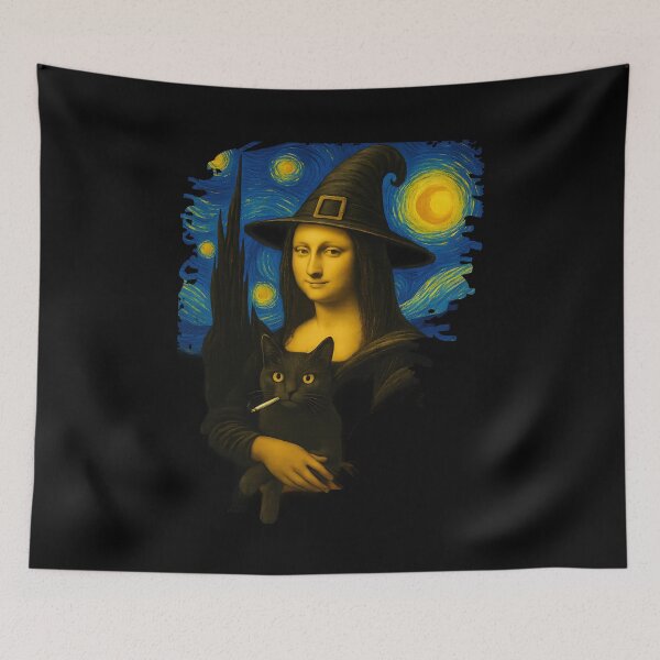 Item preview, Van Gogh Smoking Black Cat Meme designed and sold by VibeHiveThreads.