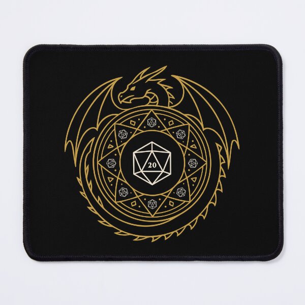 Item preview, Dados D20 con símbolo sagrado de dragón minimalista para juegos de rol de mesa designed and sold by pixeptional.