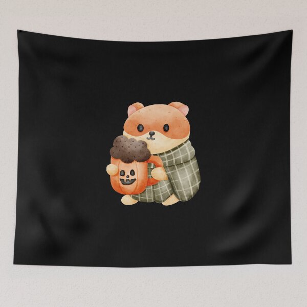 Item preview, Cute Cartoon Hamster with Pumpkin Drink | Autumn Halloween Design designed and sold by Pe.peach.