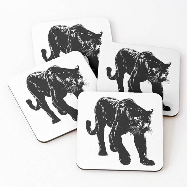 Item preview, Black Panther Illustration – Bold Monochrome Big Cat Wildlife Art designed and sold by inkoutninja.