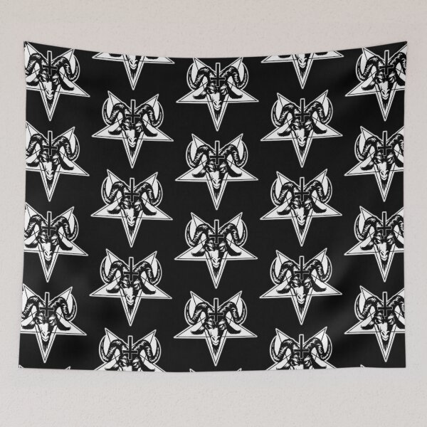 Item preview, Inverted Pentagram Goat Upside Down Christian Cross Black & White Outline  designed and sold by 2CRE8IVE4925.