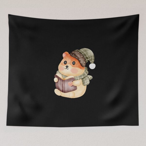 Item preview, Cute Cozy Reading Hamster in Holiday Attire designed and sold by Pe.peach.