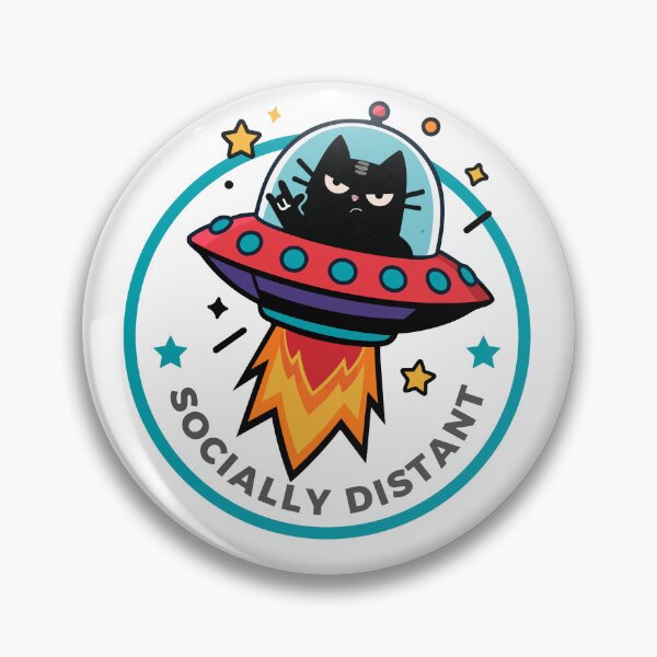 Item preview, Socially Distant Cat UFO Funny Retro Alien Space T-Shirt designed and sold by GALUMARKET.
