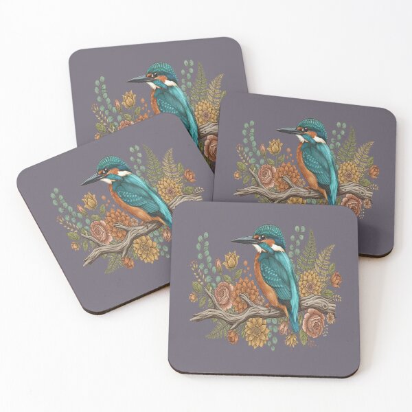 Item preview, Common Kingfisher with Rustic Autumn Botanical Florals designed and sold by BirdsnStuff.