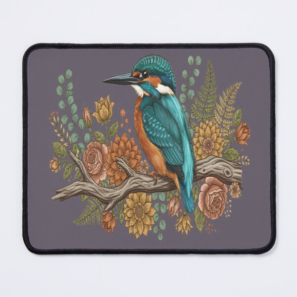 Item preview, Common Kingfisher with Rustic Autumn Botanical Florals designed and sold by BirdsnStuff.