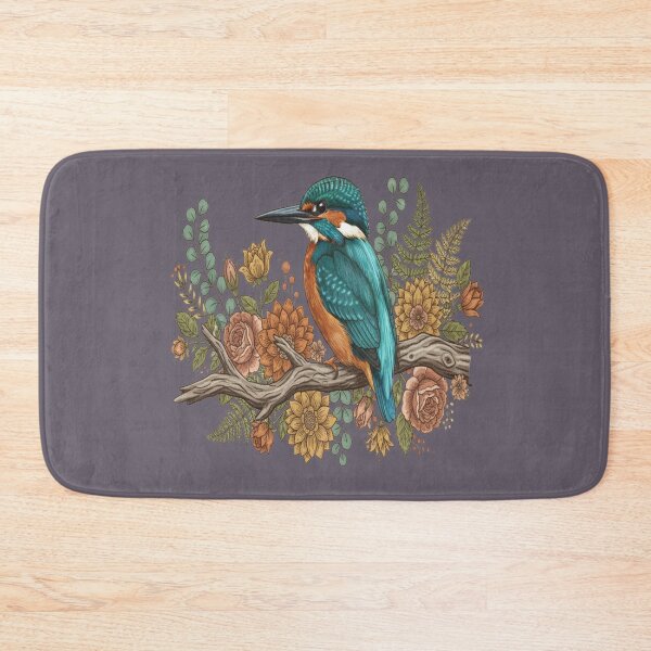 Item preview, Common Kingfisher with Rustic Autumn Botanical Florals designed and sold by BirdsnStuff.