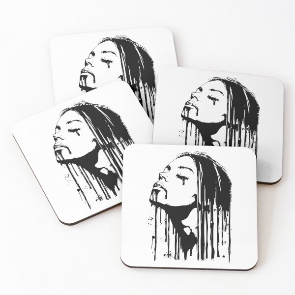 Item preview, Dripping Ink Woman – Black and White Emotional Surreal Portrait Art designed and sold by inkoutninja.