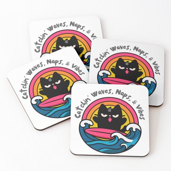 Item preview, Catchin' Waves Naps & Vibes Funny Surfing Cat Retro T-Shirt designed and sold by GALUMARKET.