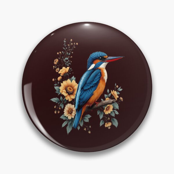 Item preview, Common Kingfisher with Vintage Sunlit Botanical Blooms designed and sold by BirdsnStuff.