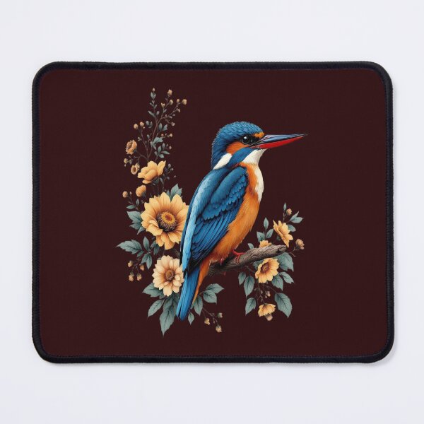 Item preview, Common Kingfisher with Vintage Sunlit Botanical Blooms designed and sold by BirdsnStuff.