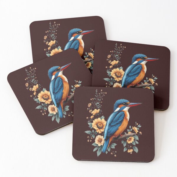 Item preview, Common Kingfisher with Vintage Sunlit Botanical Blooms designed and sold by BirdsnStuff.