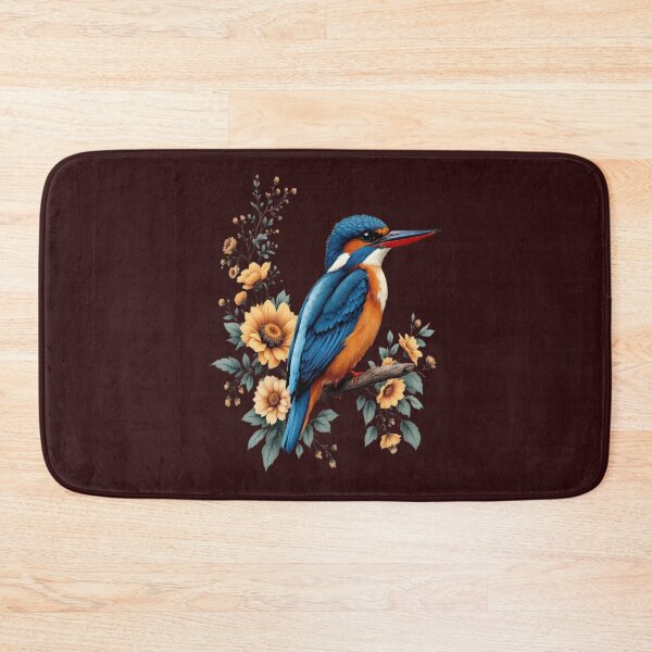 Item preview, Common Kingfisher with Vintage Sunlit Botanical Blooms designed and sold by BirdsnStuff.