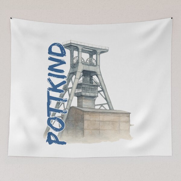 Item preview, Pottkind – Ruhrpott mine & winding tower watercolor design – Ruhr area homeland love designed and sold by Jawoahl.