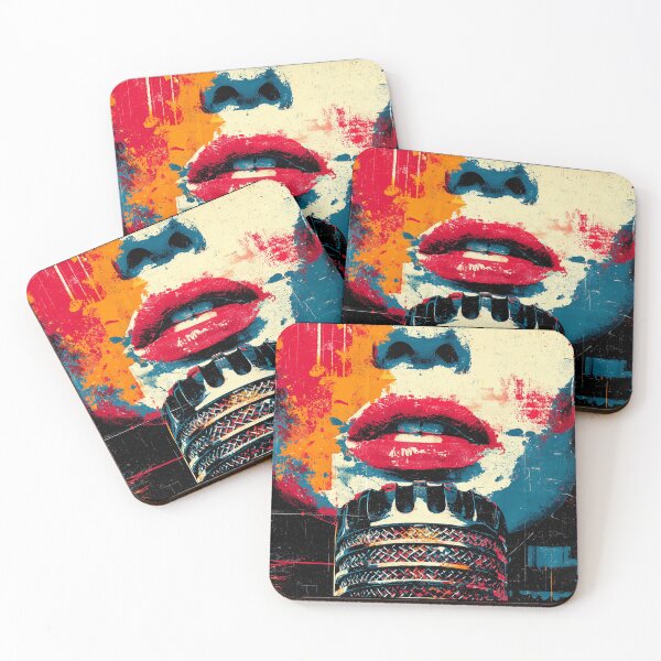 Item preview, Vintage Abstract Music Poster – Singer Lips & Micophone Colorful Grunge designed and sold by Coder-T.