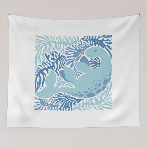 Item preview, Cute blue dinosaur and abstract plants designed and sold by DarianaArt.