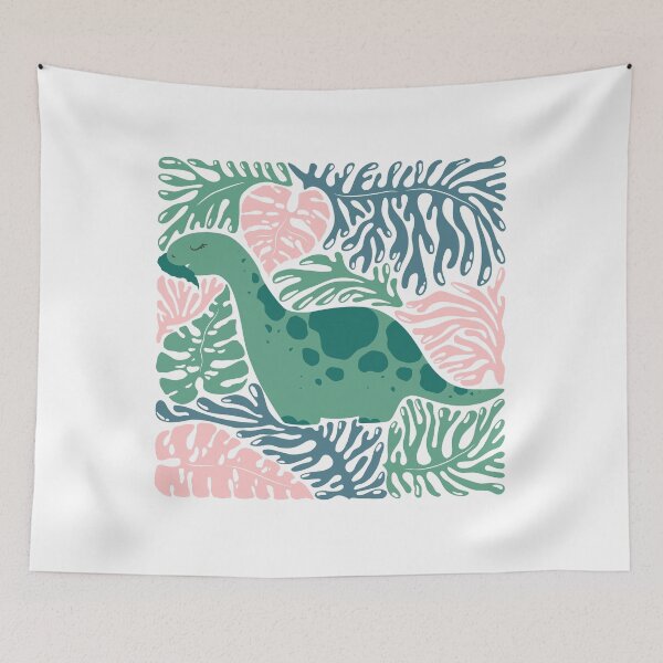 Item preview, Cute green dinosaur and abstract plants designed and sold by DarianaArt.