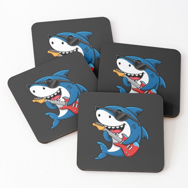 Item preview, Chibi Kawaii Shark Musician – Cute Funny Cartoon Shark with Guitar designed and sold by ColorSplash123.