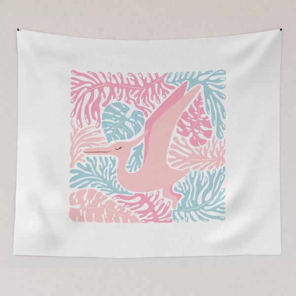 Item preview, Cute pink dinosaur and abstract plants designed and sold by DarianaArt.