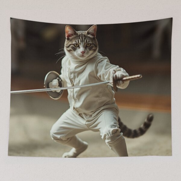 Item preview, En Garde! The Dueling Cat – Feline Fencing Champion designed and sold by infiniterealmsX.