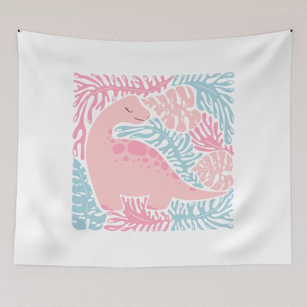 Item preview, Cute pink dinosaur and abstract plants designed and sold by DarianaArt.