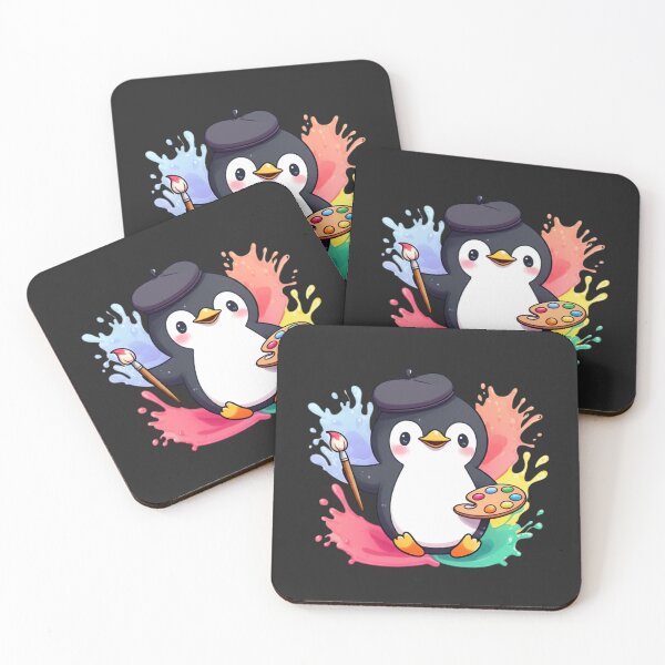 Item preview, Chibi Kawaii Penguin Artist – Cute Cartoon Animal with Paintbrush and Palette designed and sold by ColorSplash123.