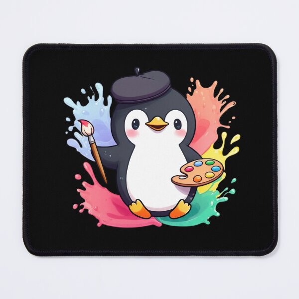 Item preview, Chibi Kawaii Penguin Artist – Cute Cartoon Animal with Paintbrush and Palette designed and sold by ColorSplash123.