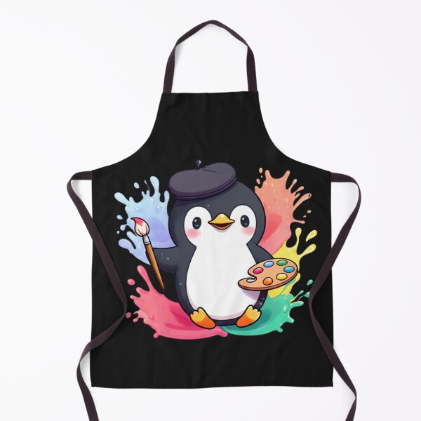 Item preview, Chibi Kawaii Penguin Artist – Cute Cartoon Animal with Paintbrush and Palette designed and sold by ColorSplash123.
