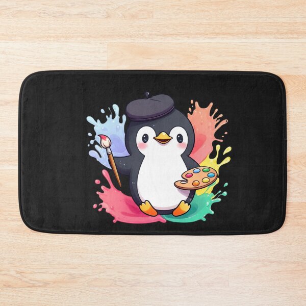Item preview, Chibi Kawaii Penguin Artist – Cute Cartoon Animal with Paintbrush and Palette designed and sold by ColorSplash123.