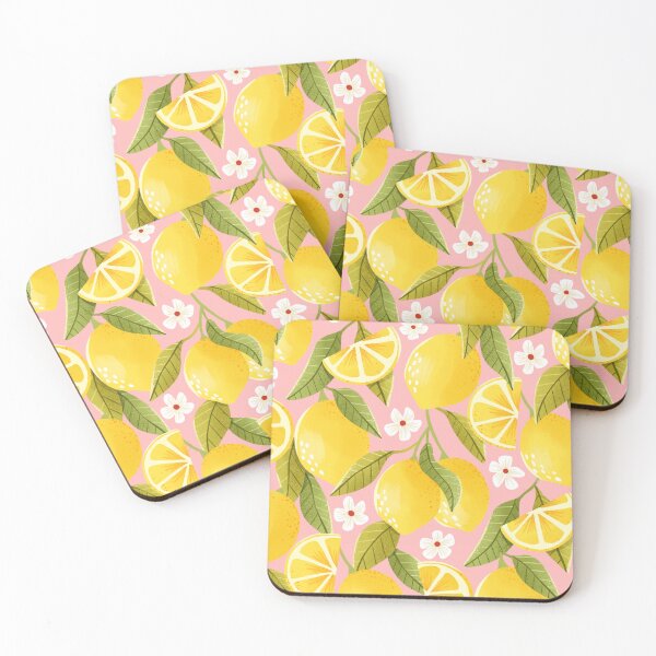 Item preview, Pink and Yellow Santorini Lemons and Florals designed and sold by JasmineAllan.