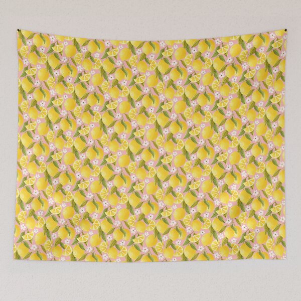 Item preview, Pink and Yellow Santorini Lemons and Florals designed and sold by JasmineAllan.