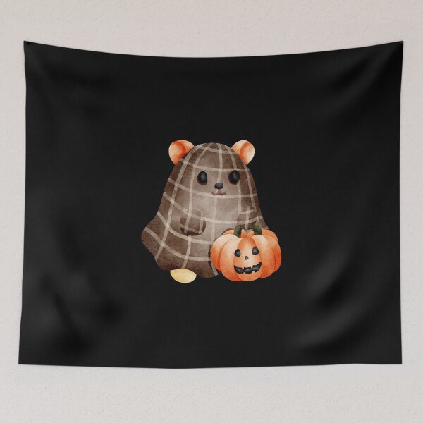 Item preview, Cute Cartoon Hamster Ghost with Pumpkin | Halloween Illustration designed and sold by Pe.peach.
