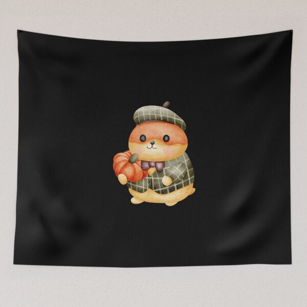Item preview, Cute Cartoon Hamster with Pumpkin | Halloween Autumn Illustration designed and sold by Pe.peach.